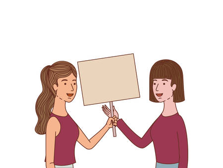 women with tag of wood avatar character vector illustration desingのイラスト素材