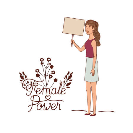 woman with label female power character vector illustration desingのイラスト素材