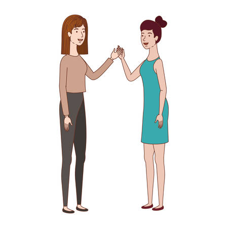young women standing avatar character vector illustration desingのイラスト素材