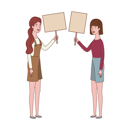 women with tag of wood avatar character vector illustration desingのイラスト素材