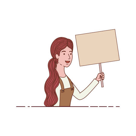 woman with tag of wood avatar character vector illustration desingのイラスト素材