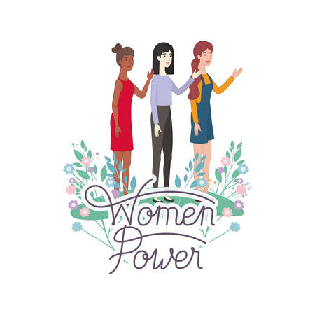 woman with label women power avatar character vector illustration desingのイラスト素材