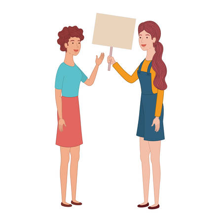 women with tag of wood avatar character vector illustration desingのイラスト素材