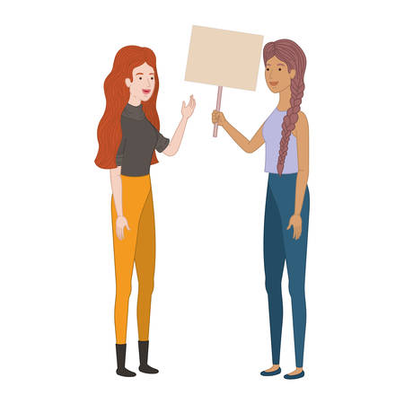 women with tag of wood avatar character vector illustration desingのイラスト素材