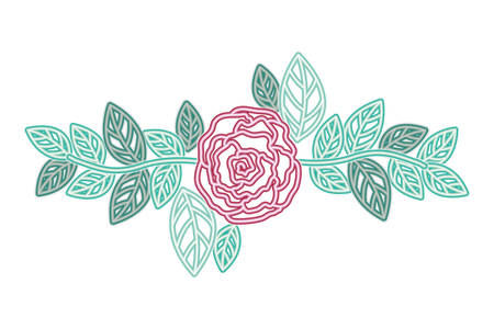 beautiful flower with leafs isolated icon vector illustration desingのイラスト素材