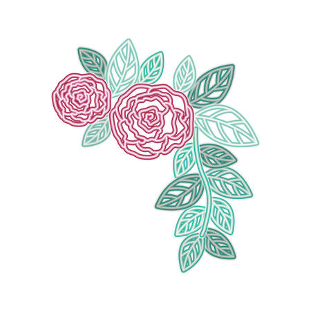 beautiful flower with leafs isolated icon vector illustration desingのイラスト素材