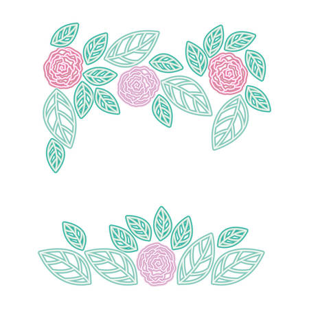 frame with flowers isolated icon vector illustration desingのイラスト素材