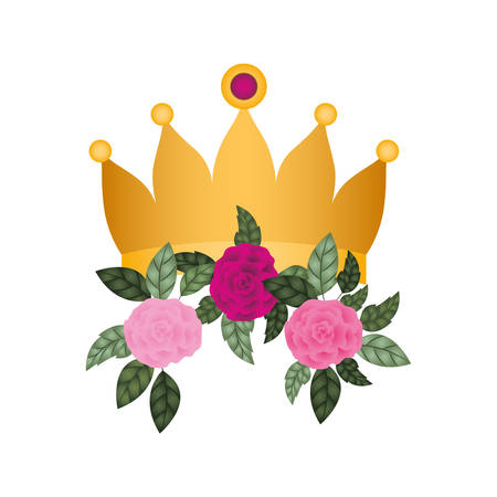 golden crown with roses isolated icon vector illustration desingのイラスト素材