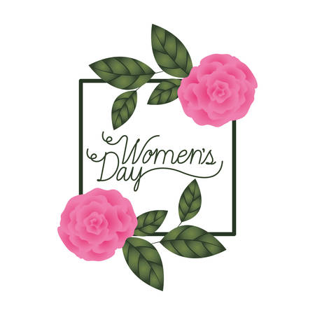 women's day with roses frame isolated icon vector illustration desingのイラスト素材