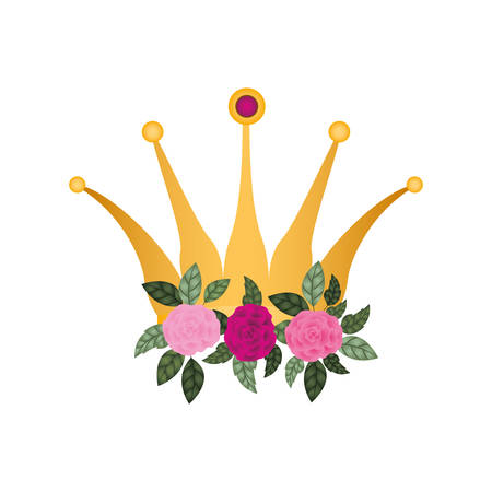 golden crown with roses isolated icon vector illustration desingのイラスト素材