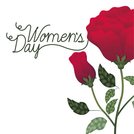 women's day label with roses isolated icon vector illustration desingのイラスト素材