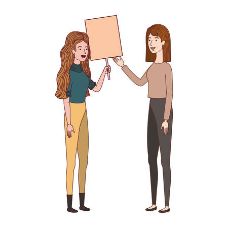 women with tag of wood avatar character vector illustration desingのイラスト素材