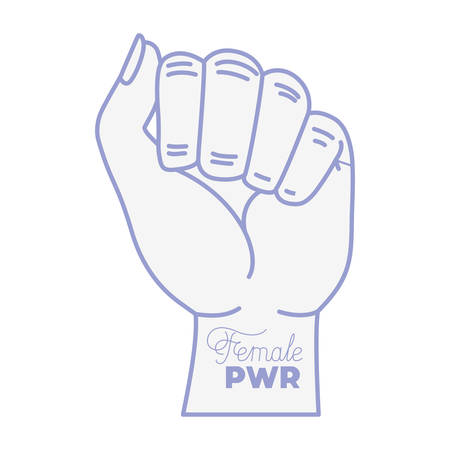 female power label with hand in fight signal icons vector illustration desingのイラスト素材