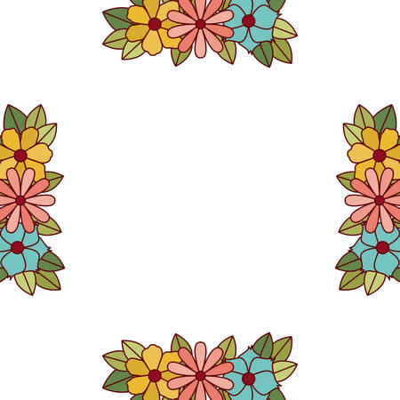 garland with flowers and leafs isolated icon vector illustration desingのイラスト素材
