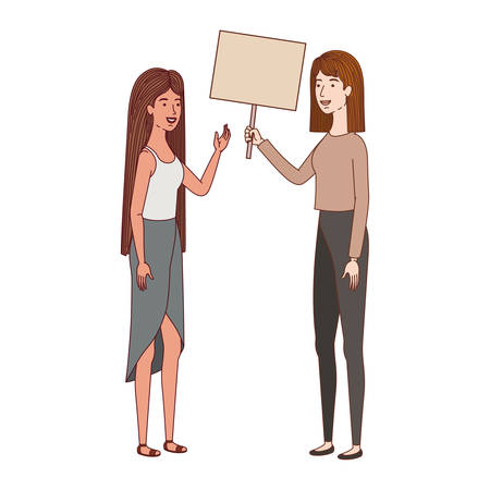 women with tag of wood avatar character vector illustration desingのイラスト素材