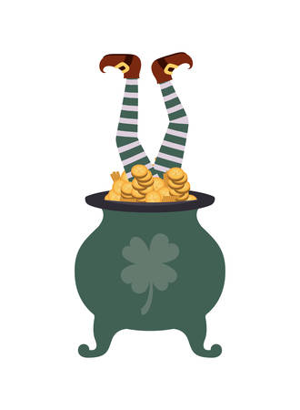 leprechaun cauldron with coins isolated icon vector illustration desingのイラスト素材