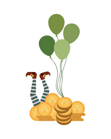 coin with clover isolated icon vector illustration desingのイラスト素材