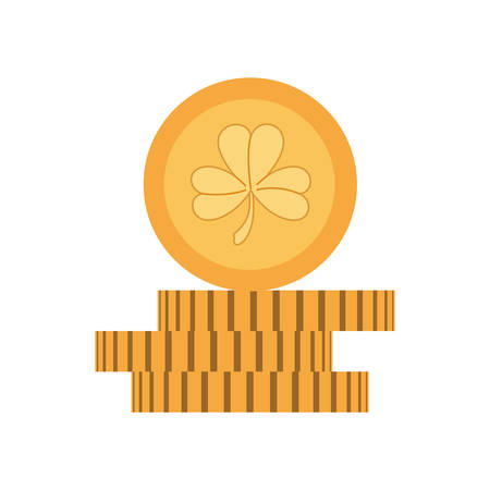 coin with clover isolated icon vector illustration desingのイラスト素材