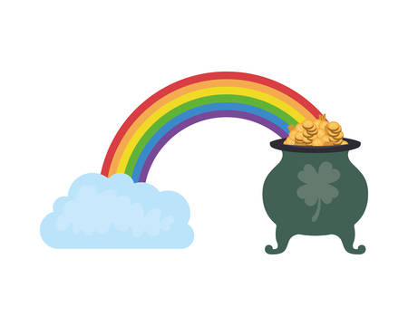 rainbow with leprechaun cauldron isolated icon vector illustration desingのイラスト素材