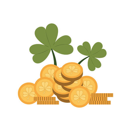 coin with clover isolated icon vector illustration desingのイラスト素材