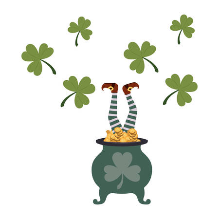 leprechaun cauldron with coins isolated icon vector illustration desingのイラスト素材