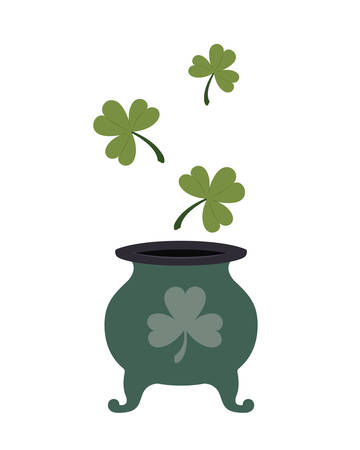 leprechaun cauldron with clover isolated icon vector illustration desingのイラスト素材