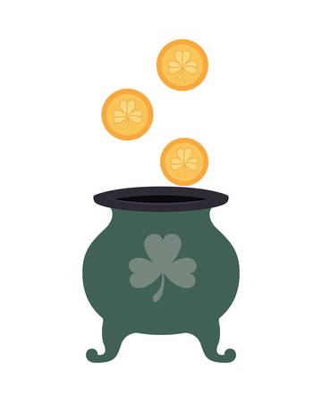 leprechaun cauldron with coins isolated icon vector illustration desingのイラスト素材