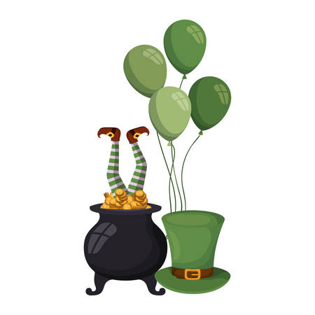 leprechaun cauldron with coins isolated icon vector illustration desingのイラスト素材