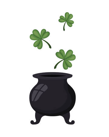 leprechaun cauldron with clover isolated icon vector illustration desingのイラスト素材