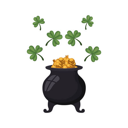 leprechaun cauldron with coins isolated icon vector illustration desingのイラスト素材