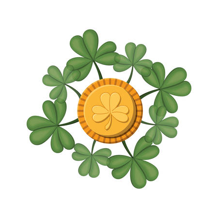 coin with clover isolated icon vector illustration desingのイラスト素材