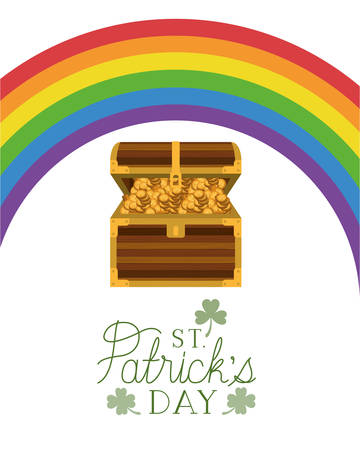 st patrick`s day label with coins and rainbow vector illustration desingのイラスト素材