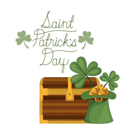 saint patrick`s day label with coins and chest vector illustration desingのイラスト素材