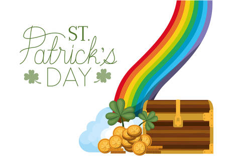 st patrick`s day label with coins and rainbow vector illustration desingのイラスト素材