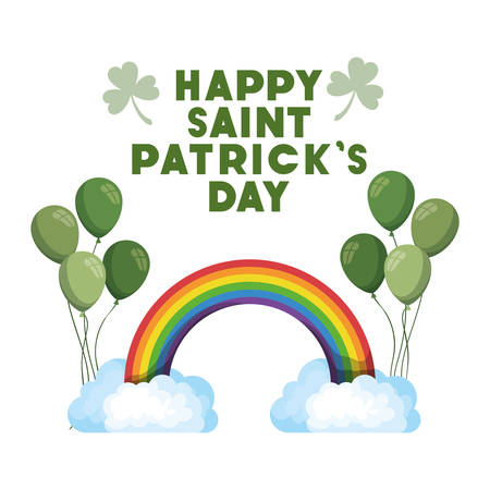 happy saint patrick`s day label with rainbow icons vector illustration desingのイラスト素材
