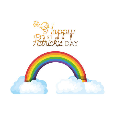 happy st patrick`s day label with rainbow icons vector illustration desingのイラスト素材