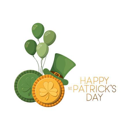 happy st patrick`s day label with coins icons vector illustration desingのイラスト素材