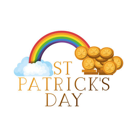 st patrick`s day label with rainbow icons vector illustration desingのイラスト素材