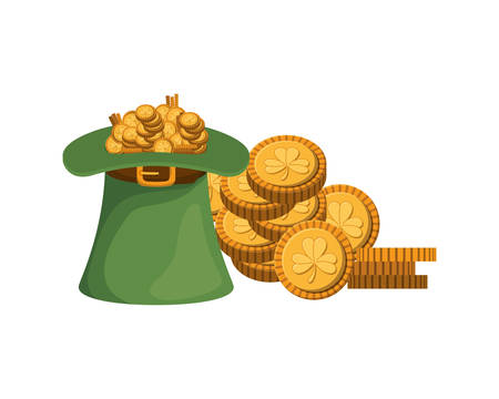 leprechaun hat with coins isolated icon vector illustration desingのイラスト素材