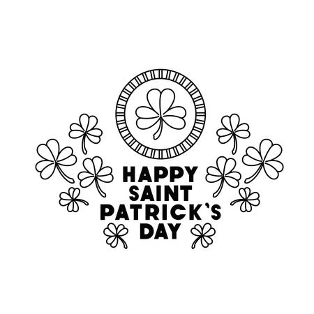 happy saint patrick`s day label with clover icons vector illustration desingのイラスト素材