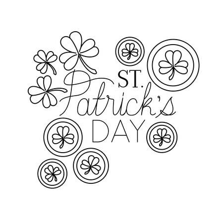 s.t. patrick`s day label with clover isolated icon vector illustration desingのイラスト素材
