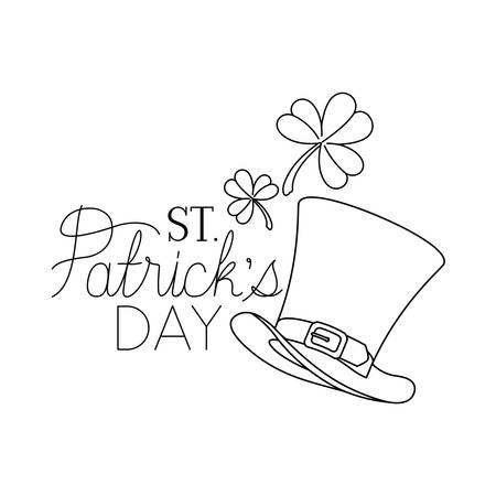 s.t. patrick`s day label with clover and elf hat icons vector illustration desingのイラスト素材