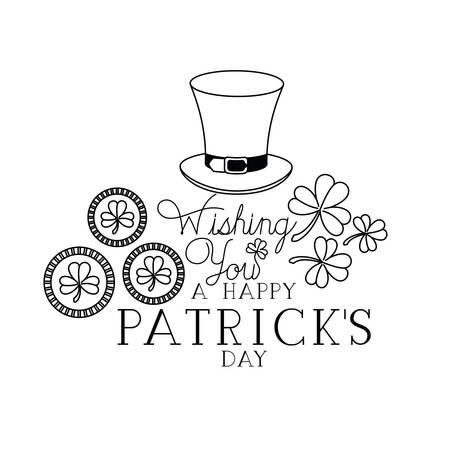 wishing you a happy st patrick`s day label icons vector illustration desingのイラスト素材