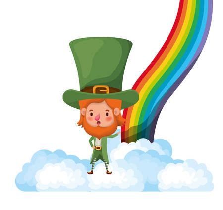 leprechaun with rainbow icons isolated icon vector illustration desingのイラスト素材