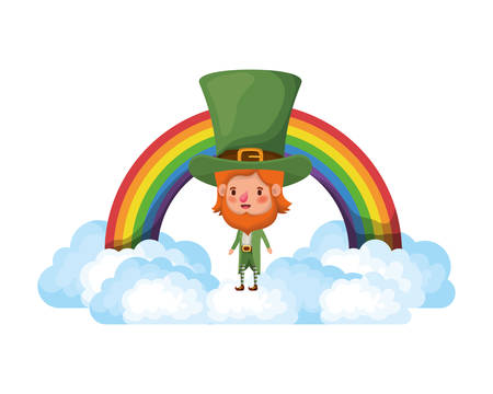 leprechaun with rainbow icons isolated icon vector illustration desingのイラスト素材