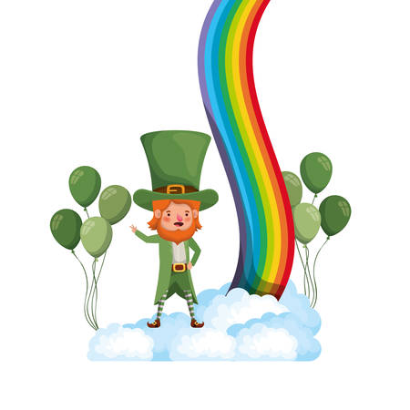 leprechaun with rainbow icons isolated icon vector illustration desingのイラスト素材