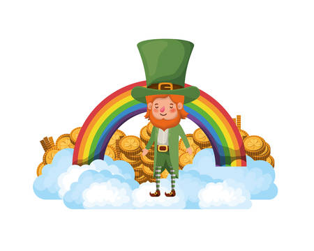 leprechaun with rainbow icons isolated icon vector illustration desingのイラスト素材