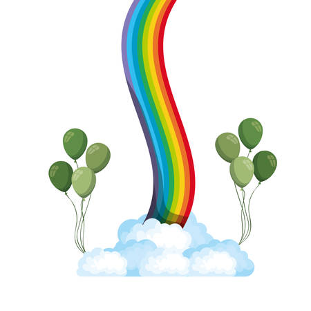 rainbow with clouds isolated icon vector illustration desingのイラスト素材