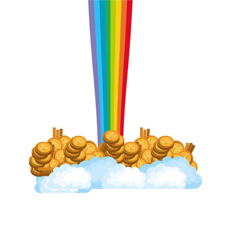 rainbow with coins isolated icon vector illustration desingのイラスト素材