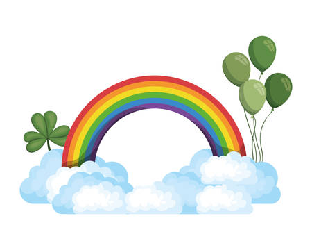 rainbow with clouds isolated icon vector illustration desingのイラスト素材